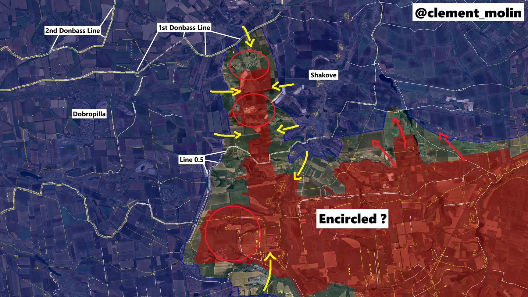 Ситуация в районе российского «прорыва» на Доброполье по версии исследователя под ником Clément Molin
