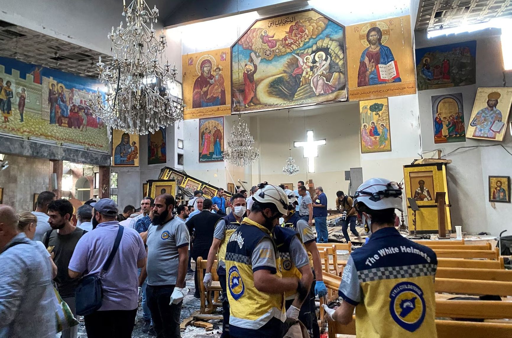 Aftermath of the terrorist attack at the Church of the Prophet Elijah in Damascus