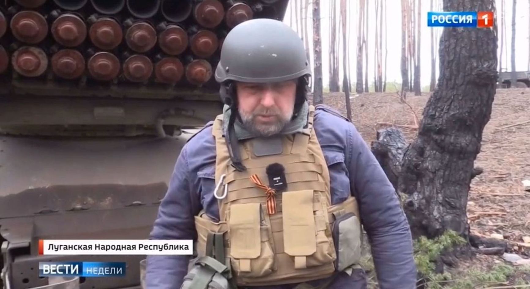 Sergey Zenin pictured in a Rossiya-1 broadcast from Russian-occupied Luhansk.