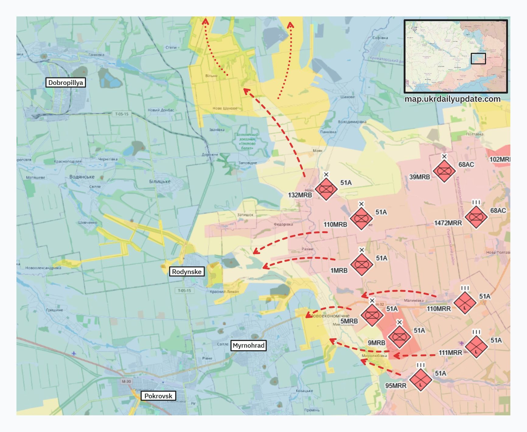 Зона ответственности российской 5-й ОМСБр на покровском направлении