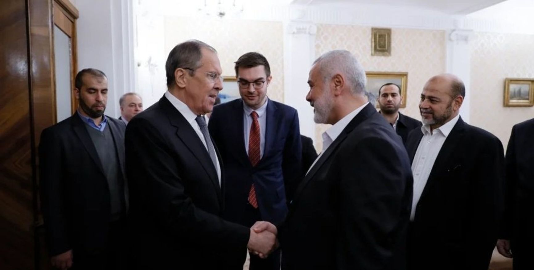 Sergei Lavrov and Ismail Haniyeh, Chairman of the Hamas Political Bureau